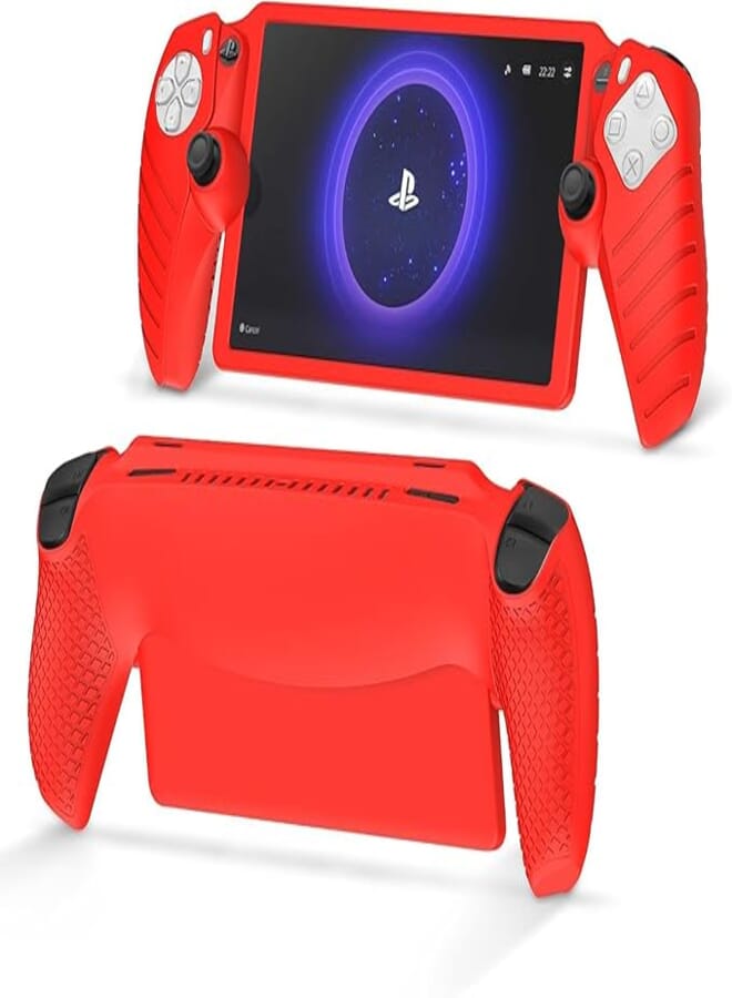 Protective Case for Playstation Portal, Silicone Case Cover Protector All-Around Protection and Non-Slip Thumb Grips Accessories for Playstation Remote Player Playstation Portal Case (Red)